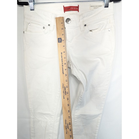 Guess Sarah Fit Medium Rise Skinny Jeans White Denim Size 28 - Picture 7 of 11